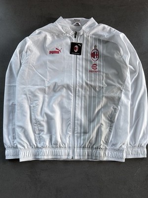 Puma AC Mailand Windbreaker Jacke Weiß Grau Vintage Y2K Football NEU MIT ETIKETT