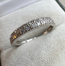 9ct White Gold 375 0.15ct Diamond Gem Band ring Half Eternity Wedding Ring M 1/2