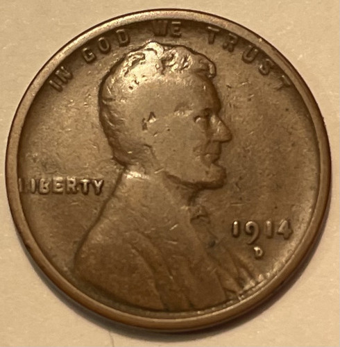 1914-D 1C Lincoln Wheat Cent Penny San Francisco Collectible Nice Coin #062