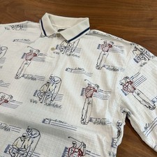 Dockers Polo Shirt Size XL Textured Golf All Overprint Short Sleeve Made in USA