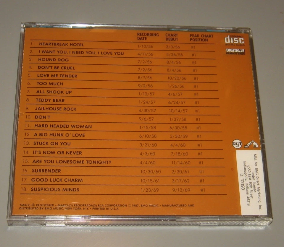 Elvis Presley - The Number One Hits (CD, 1987, RCA Records) - Image 2 of 4