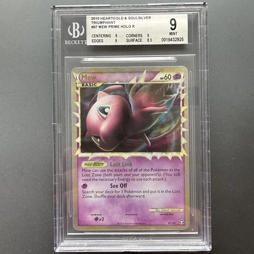 2010 POKEMON HEARTGOLD & SOULSILVER TRIUMPHANT #97 MEW PRIME HOLO BECKETT BGS 9