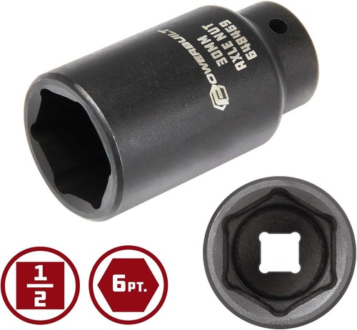 Chrome Vanadium 30mm Axle Nut Socket, 1/2-Inch Drive, Deep Design for Durability - Picture 4 of 9