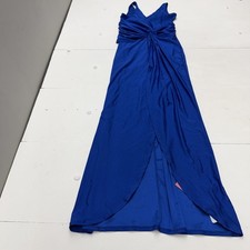 SheIn Dress Womens XS Blue V Neck Strappy Ruched Wrap Maxi Gown Formal Evening