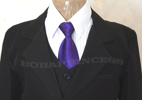 5 PCS Formal BLACK SUIT SET Boys 2/3/4/5/6/7 Wedding/Graduation/Holiday NEW - Picture 2 of 11