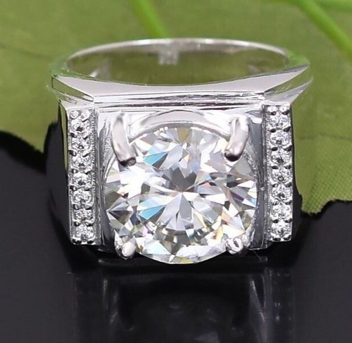 RARE 6.55 Ct Certified White Diamond Solitaire Men's Ring ! FREE Diamond studs! - 第 2/8 張圖片