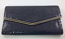 Black Metal Mesh Evening Clutch/Bag Serpentine Chain Handle Vintage