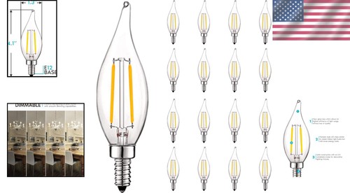Energy-Saving 4W Dimmable LED Candelabra Bulbs, Vintage Flame Design, 16 Pack - Picture 2 of 8