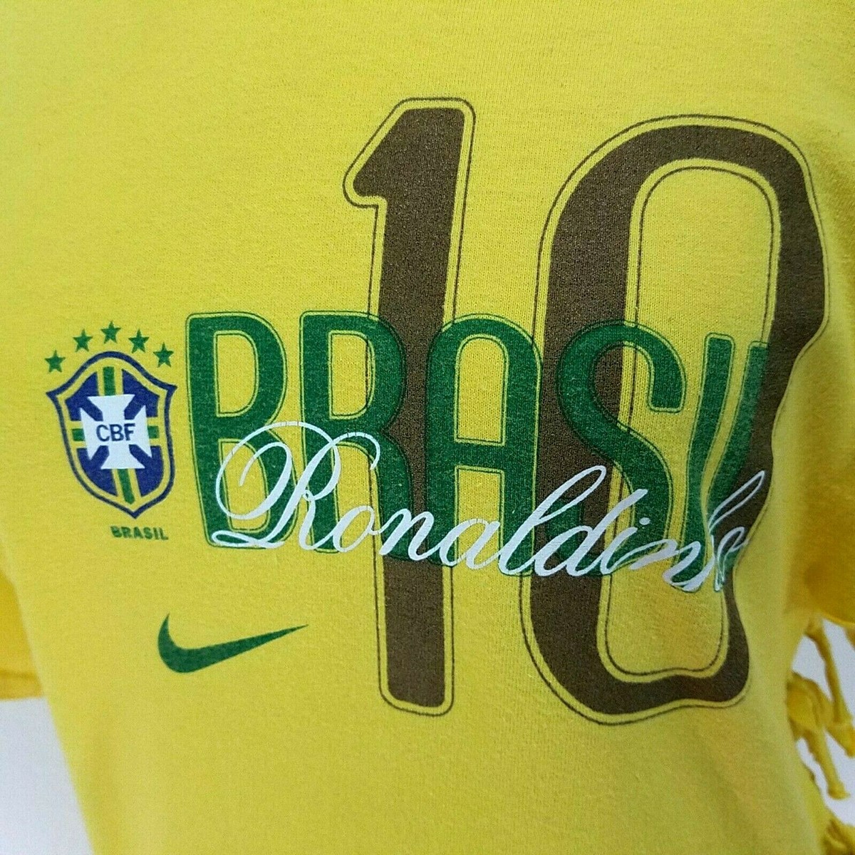 04's NIKE × CBF RONALDINHO Game Shirts NIKE RONALDINHO Brazil T-Shirt Soccer Futbol CBF Fringe Unisex