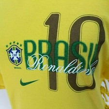 NIKE RONALDINHO Brazil T-Shirt Soccer Futbol CBF Fringe Unisex Fits S MODIFIED *