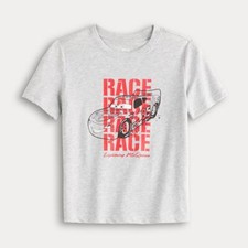 New Boys Disney Pixar CARS Lightning McQueen Race T-Shirt Gray/Red Cotton