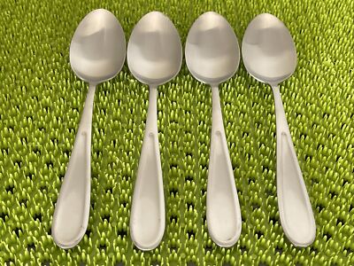 NEW 4 Cambridge LINDSAY Oval Soup Spoons Stainless Flatware Bevel Edge 18/0