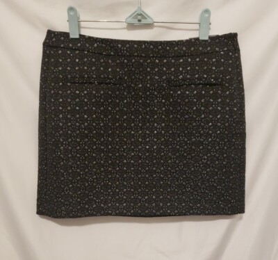 GAP Outlet Mini Skirt Women Sz 4 Black Silver Metallic Side Zip Formal