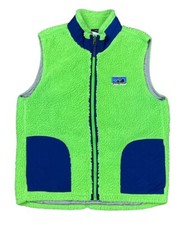 Patagonia Full Zip Retro X Deep Pile Green Fleece Vest Jacket Kids Size Large
