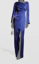 $580 Rickie Freeman for Teri Jon Womens Blue Slit-Sleeve Asymmetric Dress Size 2