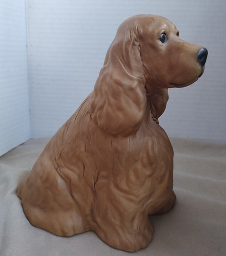 Vintage Tannereye Golden Cocker Spaniel Leather Dog Figurine - Signed - 7 1/2"