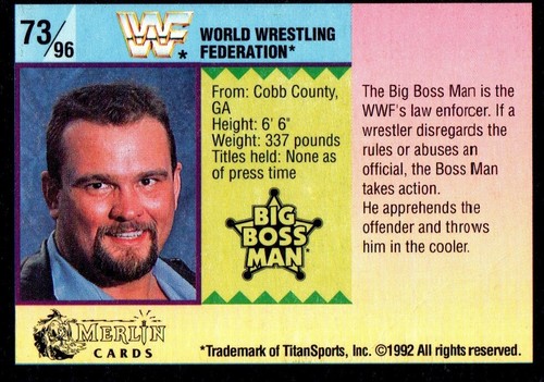 WWF WWE Merlin 1992 Part 1 (Black) Wrestling Trading Cards (summerSlam) Pick One - Picture 143 of 189