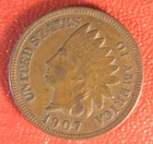 1907 INDIAN HEAD CENT WITH LIBERTY VF+ (8-17-01)