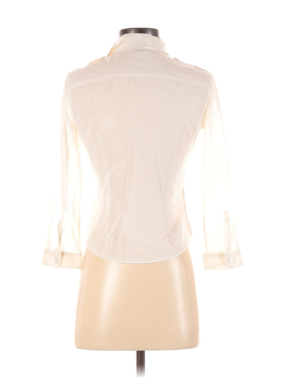 Theory Women Ivory Long Sleeve Button-Down Shirt S - image 2