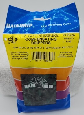Raindrip 2 GPH Pressure Compensating Drippers 25pk PC8025 NEW