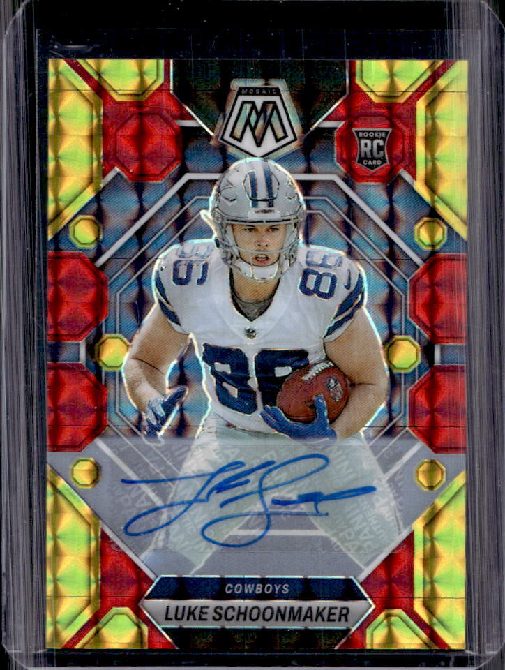 2023 Panini Mosaic Luke Schoonmaker Fusions Red & Yellow Choice Rookie Auto #344