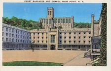 USMA West Point Military Academy Cadet Barracks Chapel Vtg Postcard G49