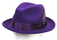 Men's Fedora Dress Hat Solid Purple UN-107 100% Australian Wool S, M, L, XL