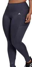Adidas high rise full length Zoe Saldana leggings NWT womens plus 3X blue tight