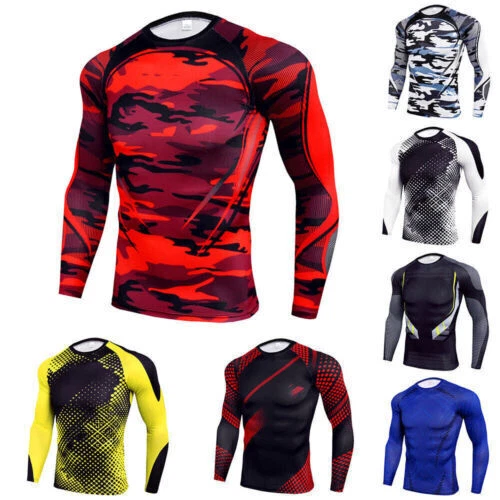 Herren Kompressions Shirt Funktions T-Shirt Laufshirt Top Langarm Fitness Sport - Bild 2 von 4