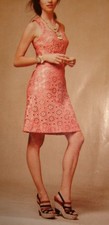 Coral Shine Dress by Maeve from Anthropologie Size 4 Embroidered & Silver Shine!