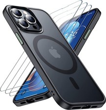 4 in1 Magnetic Black Case Compatible With iPhone 14 Pro,with 3 Screen Protector