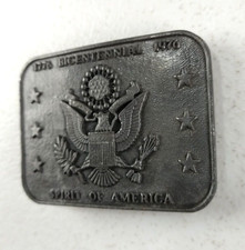 Vintage Bicentennial Spirit of America Gray Metal Belt Buckle USA Patriotic 1976