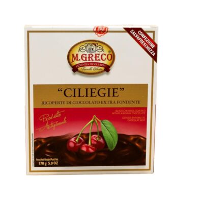 M.Greco Ciliege Kirschen überzogen mit extra dunkler Schokolade 170g+Polpa 400g