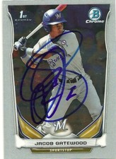 2014 Bowman Chrome JACOB JAKE GATEWOOD Signed Card autograph MARLINS RC