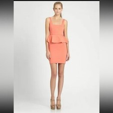 alice + olivia Georgina Coral Peplum Sleeveless Bodycon Dress Size 2‎