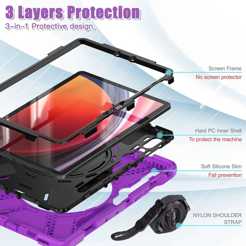 For Samsung Galaxy Tab S9 Ultra S9 Plus S8 Rotating Shockproof Carry Tablet Case - 第 48/89 張圖片