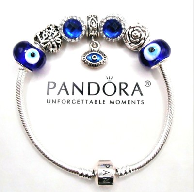 NEW PANDORA SILVER BRACELET BLUE EVIL 