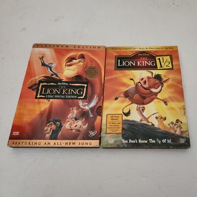 The Lion King (DVD, 2003, 2-Disc Set, Platinum Edition) and a one