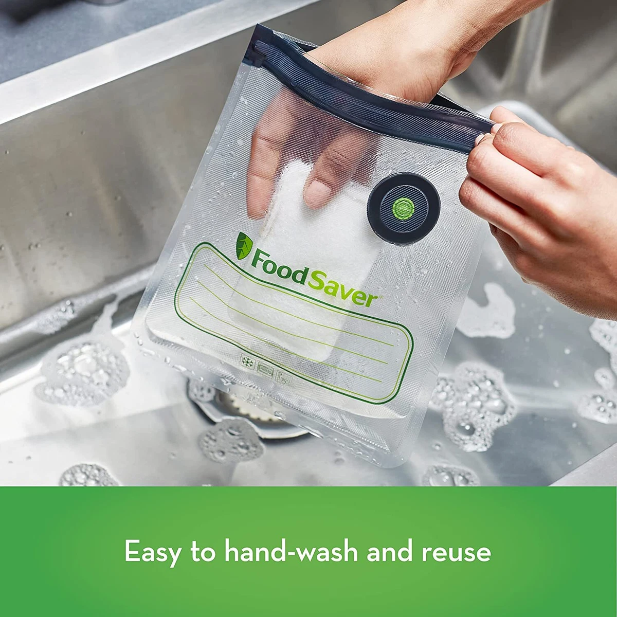 R utilisable Aspirateur Fermeture Sacs 1 Gallon 8 Count Pour FOODSAVER