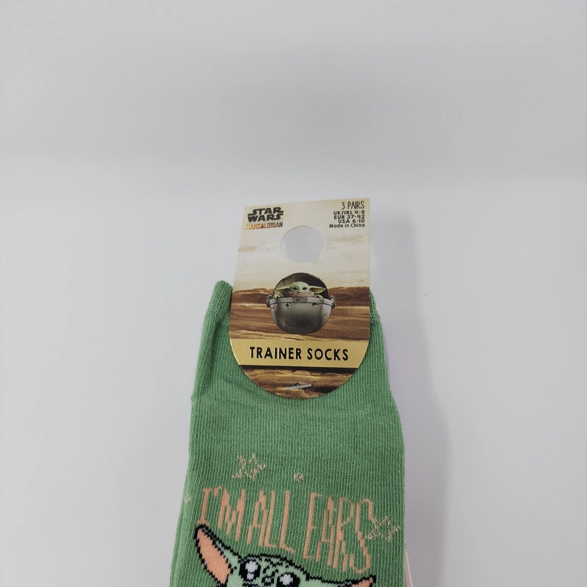 Conjunto de calcetines Primark Baby Yoda All Ears para mujer Grogu Mandalorian Star Wars EE. UU. 6-10