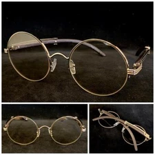 Mens Classic Retro Hip Hop Style Clear Lens EYE GLASSES Silver & Faux Wood Frame