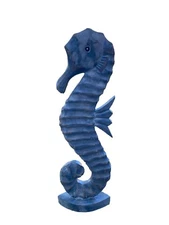 20” SEAHORSE HAND CARVED WOOD TROPICAL SCULPTURE BIRD DECOR