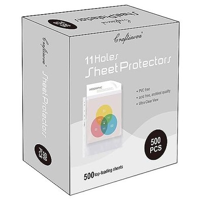Sheet Protectors 500 Pack Plastic Page Protectors 11 Hole Upgrade Thickened Mate