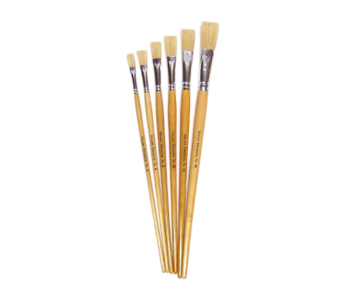 Major Brushes Hog Bristle Long Flat Brushes - Pack of 6 - Picture 2 of 2
