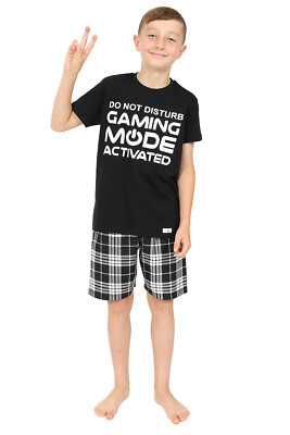 Gaming Mode Activated Short Woven Check Boys Pyjamas to 16 Years