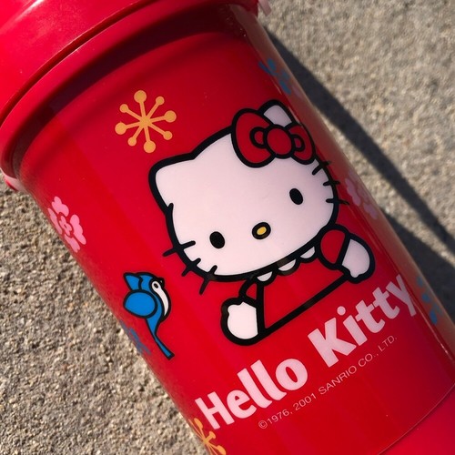 Rare Vtg 2001 Hello Kitty Sanrio Red Plastic Thermos w/ Push Pop-Up Sipper - Picture 2 of 12