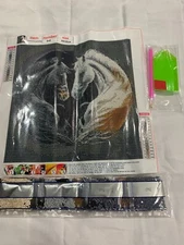 5D DIY Diamond Art Painting, Embroidery Kit Craft Black & White Horses