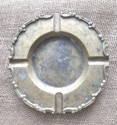 Vintage Large Brass Ashtray Dish 8'' Ornate