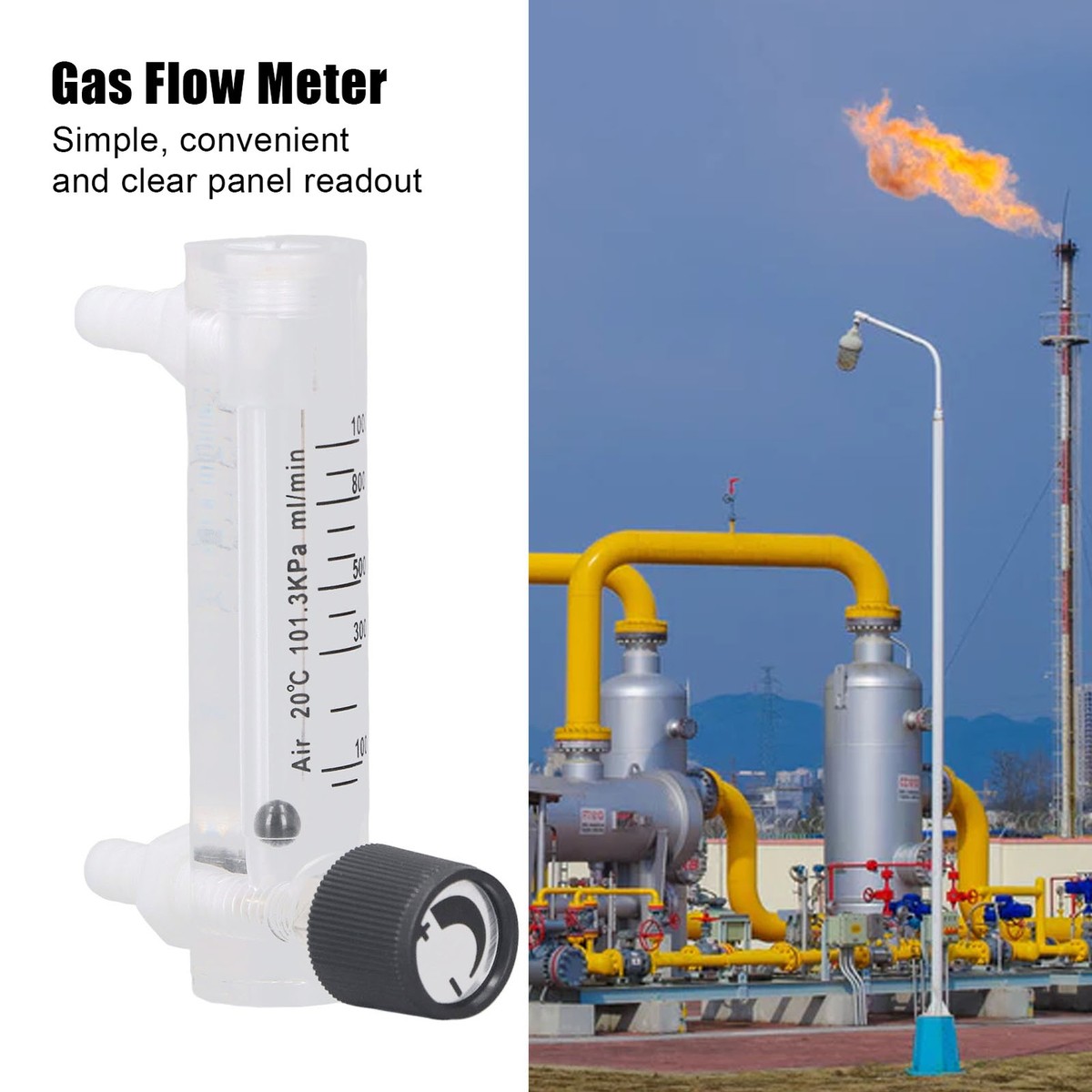 Bane Mask 10-1000ml/min Gas Flow Meter - Adjustable Panel Flow Meter ...