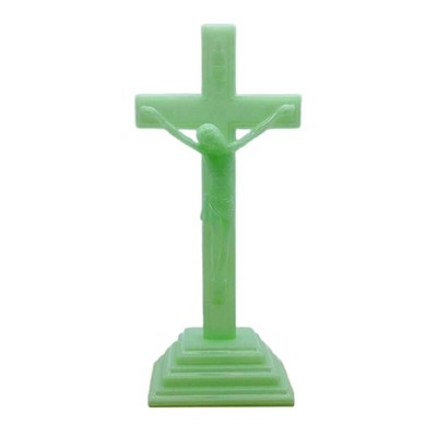 Glowing Catholic Cross Decoration Resin Catholic Symbol Statue Crucifix Light Up